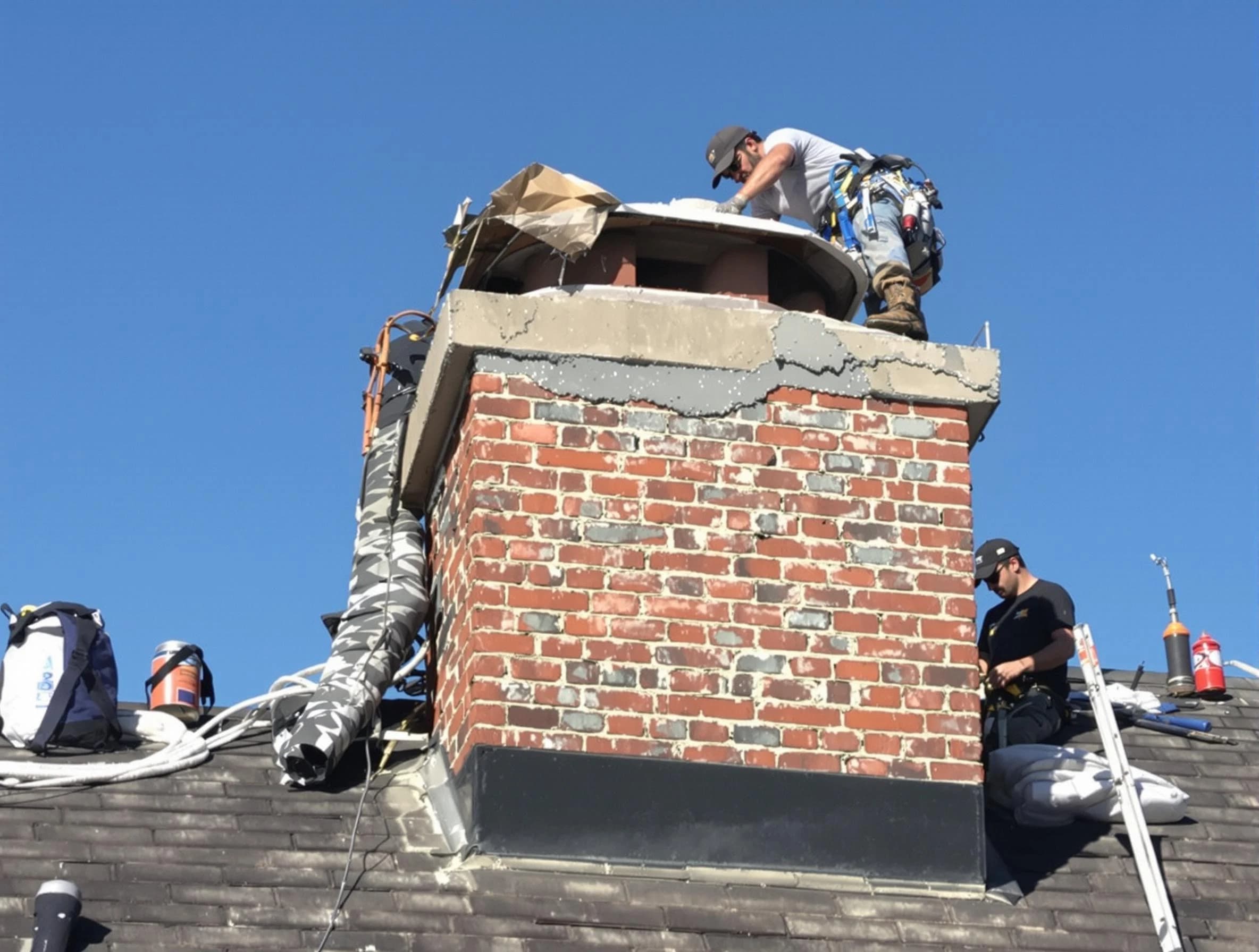 Pine Chimney Sweep installing a custom chimney crown in Pine, PA
