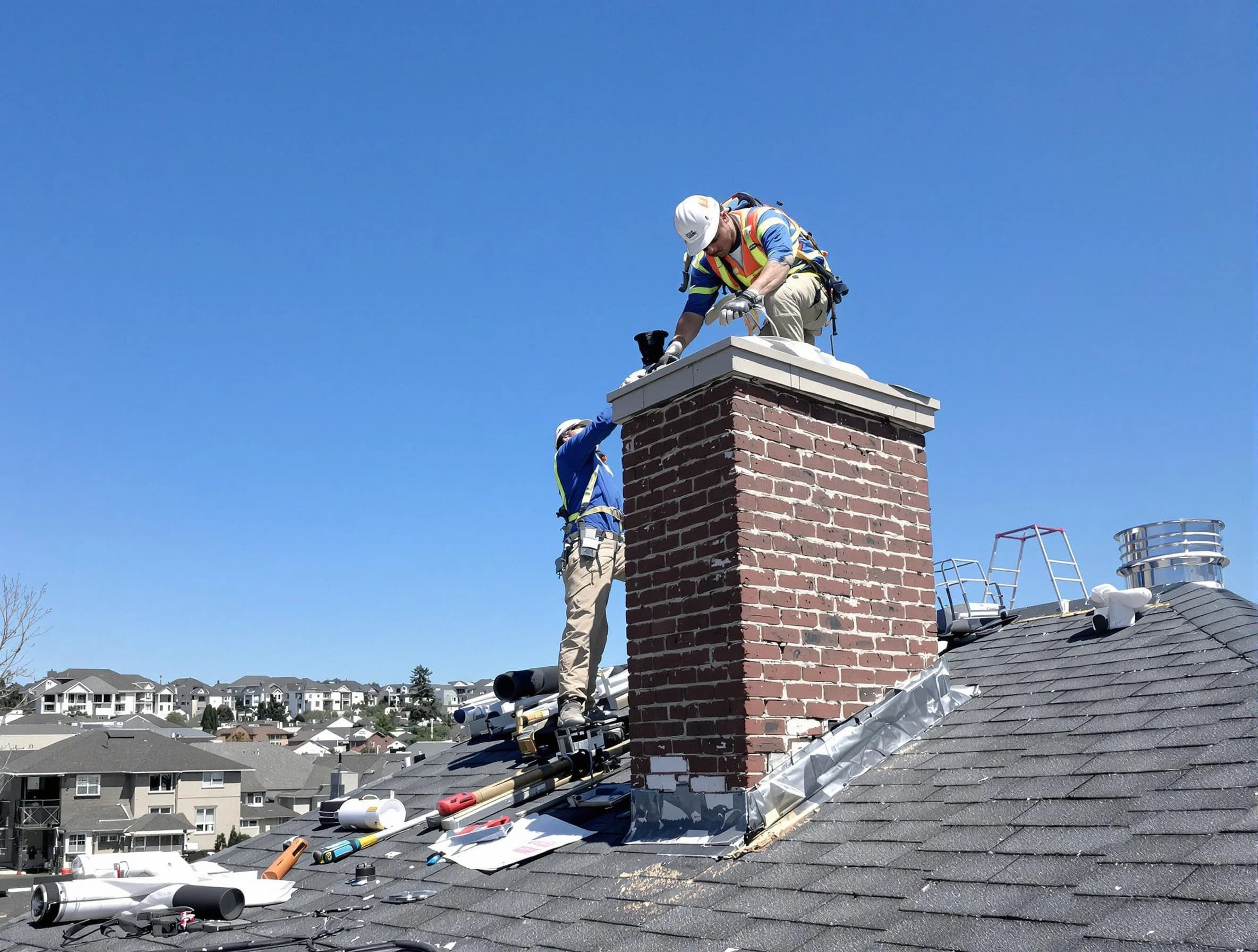 Pine Chimney Sweep repairing a chimney crown in Pine, PA