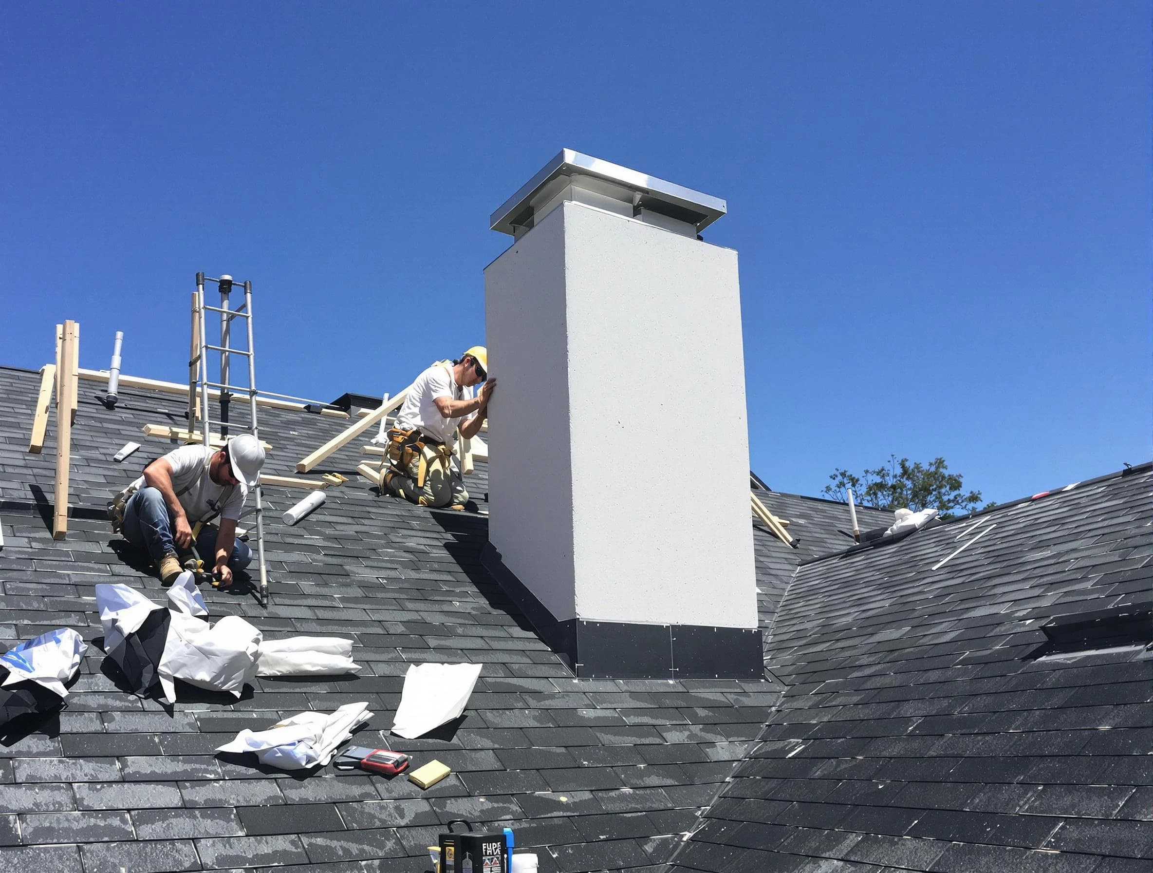 Pine Chimney Sweep crew installing a new chimney in Pine, PA