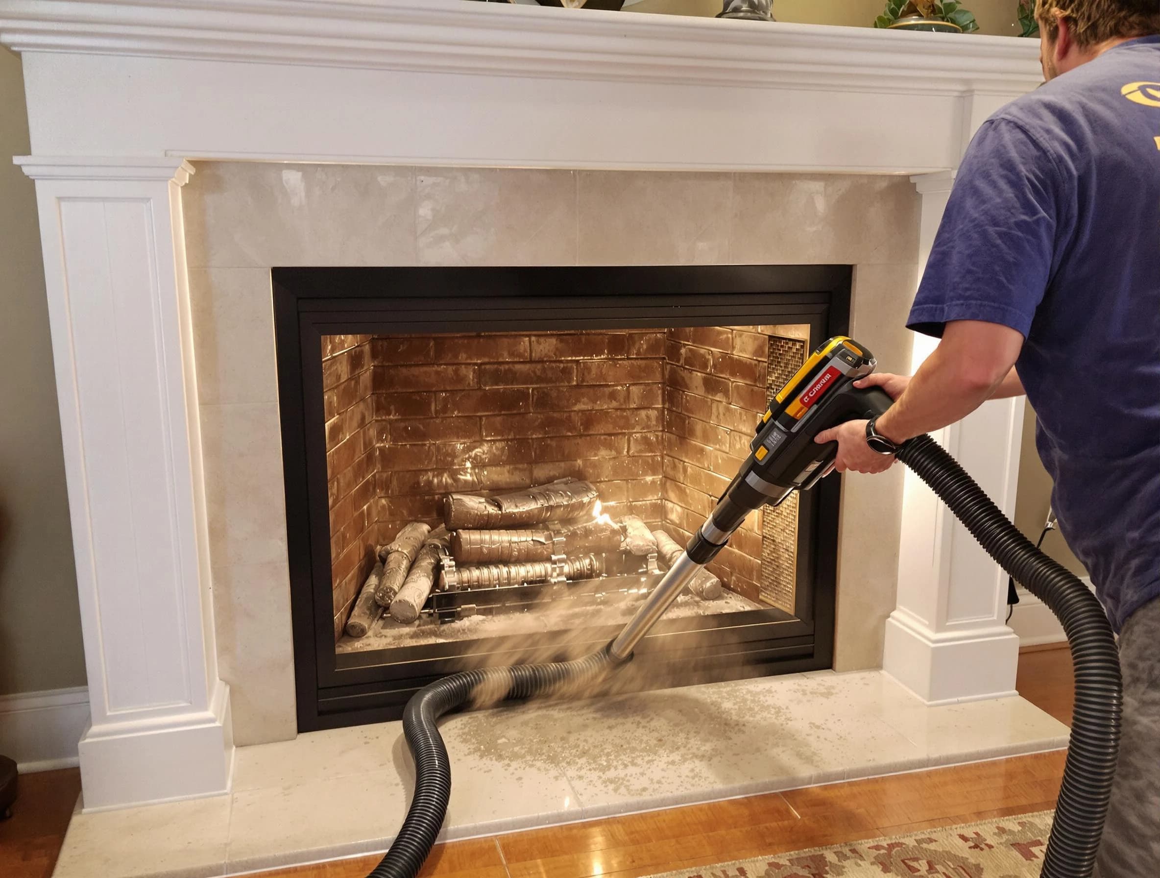 Fireplace cleaning performed by Pine Chimney Sweep in Pine, PA