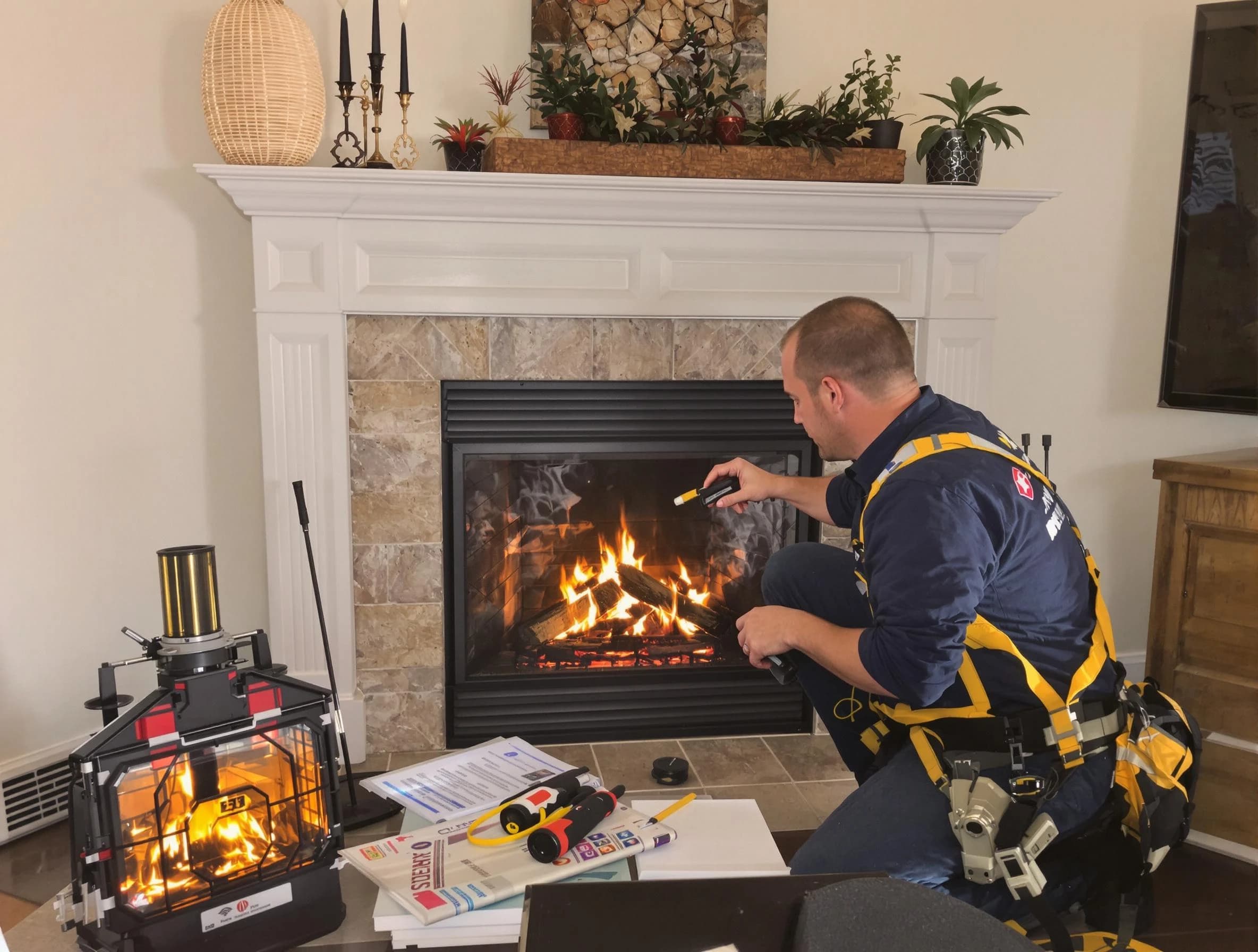 Safety-focused fireplace inspection by Pine Chimney Sweep in Pine, PA