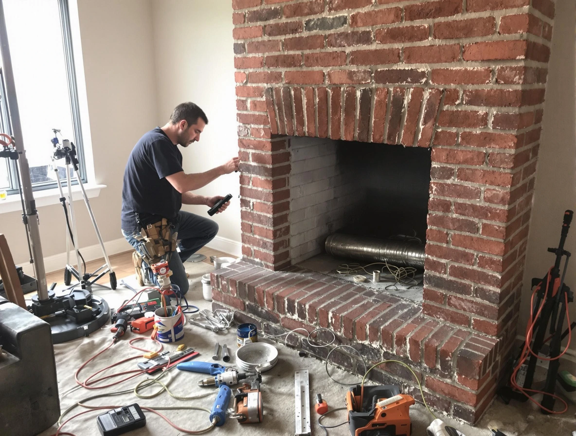 Pine Chimney Sweep specialist finalizing chimney liner service in Pine, PA
