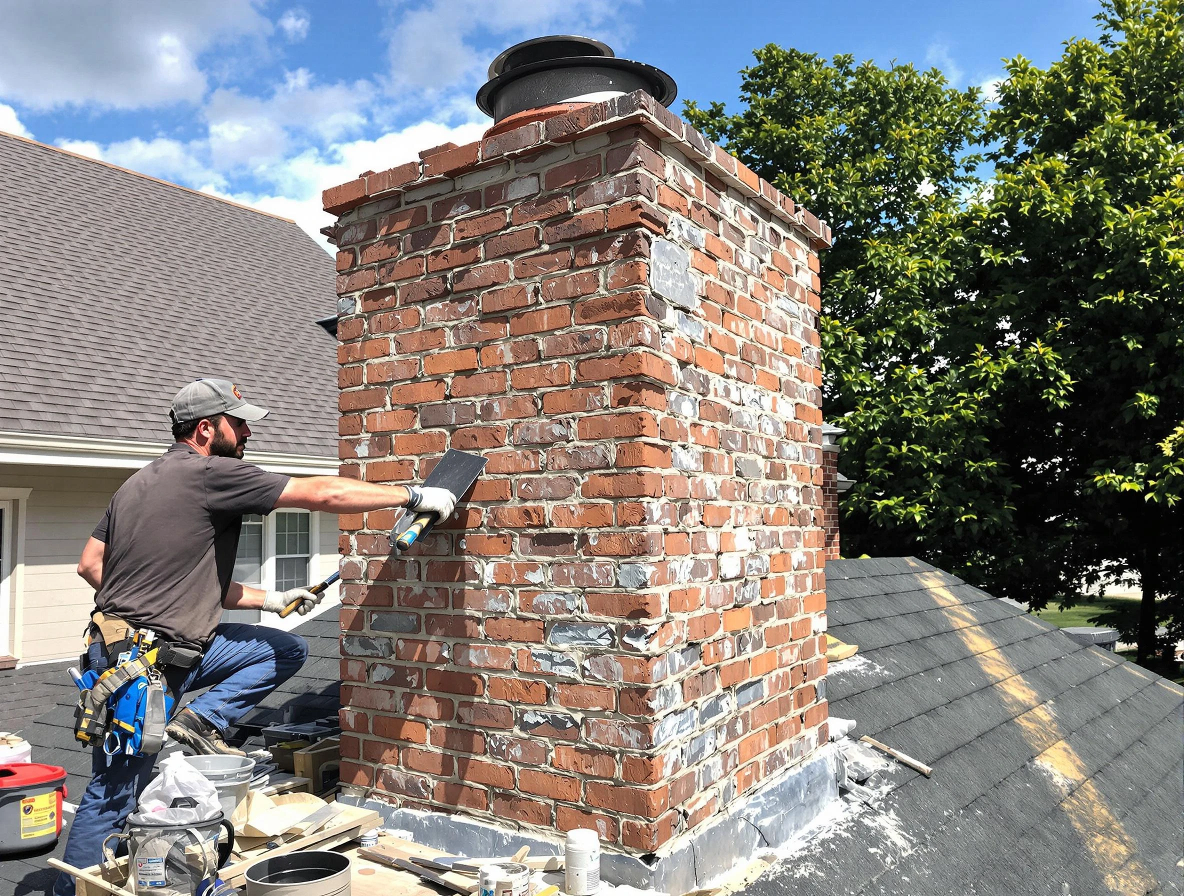 Completed chimney rebuild by Pine Chimney Sweep in Pine, PA