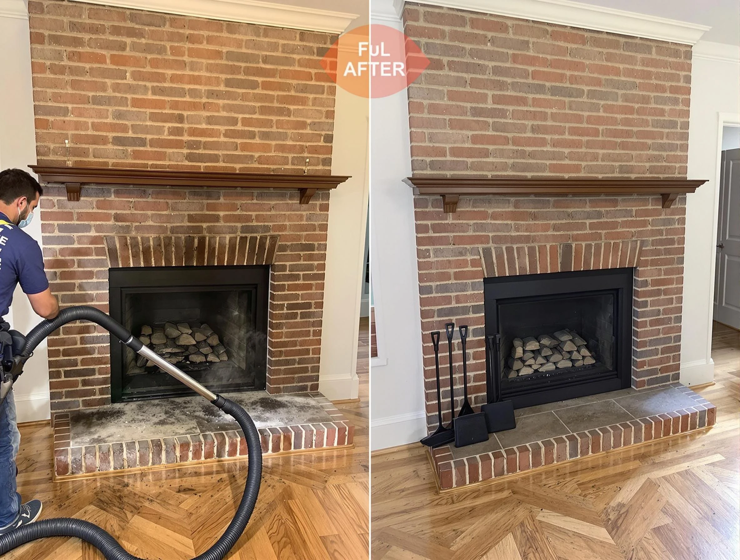 Pine Chimney Sweep carefully sanitizing a fireplace in Pine, PA