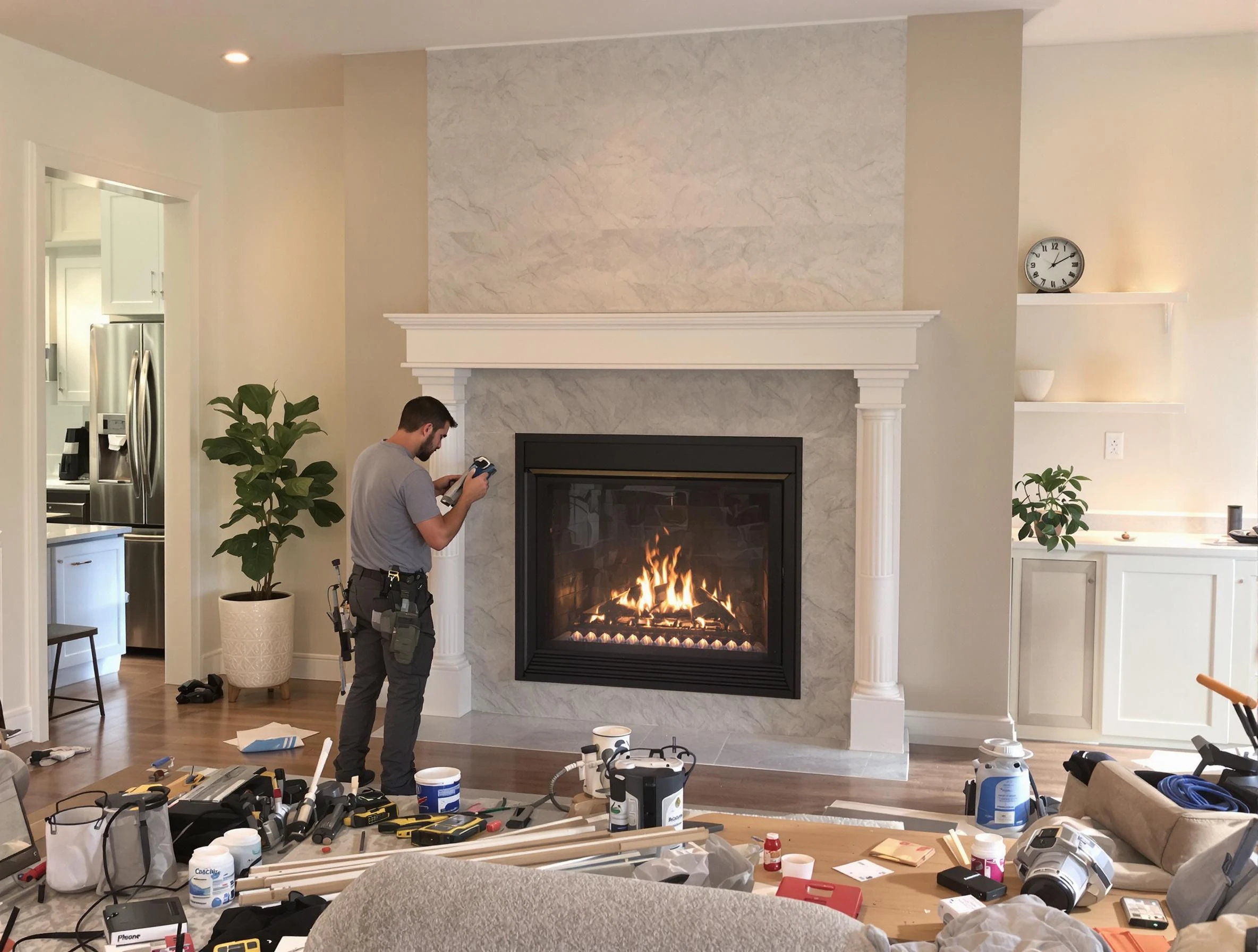 Newly installed fireplace by Pine Chimney Sweep in Pine, PA