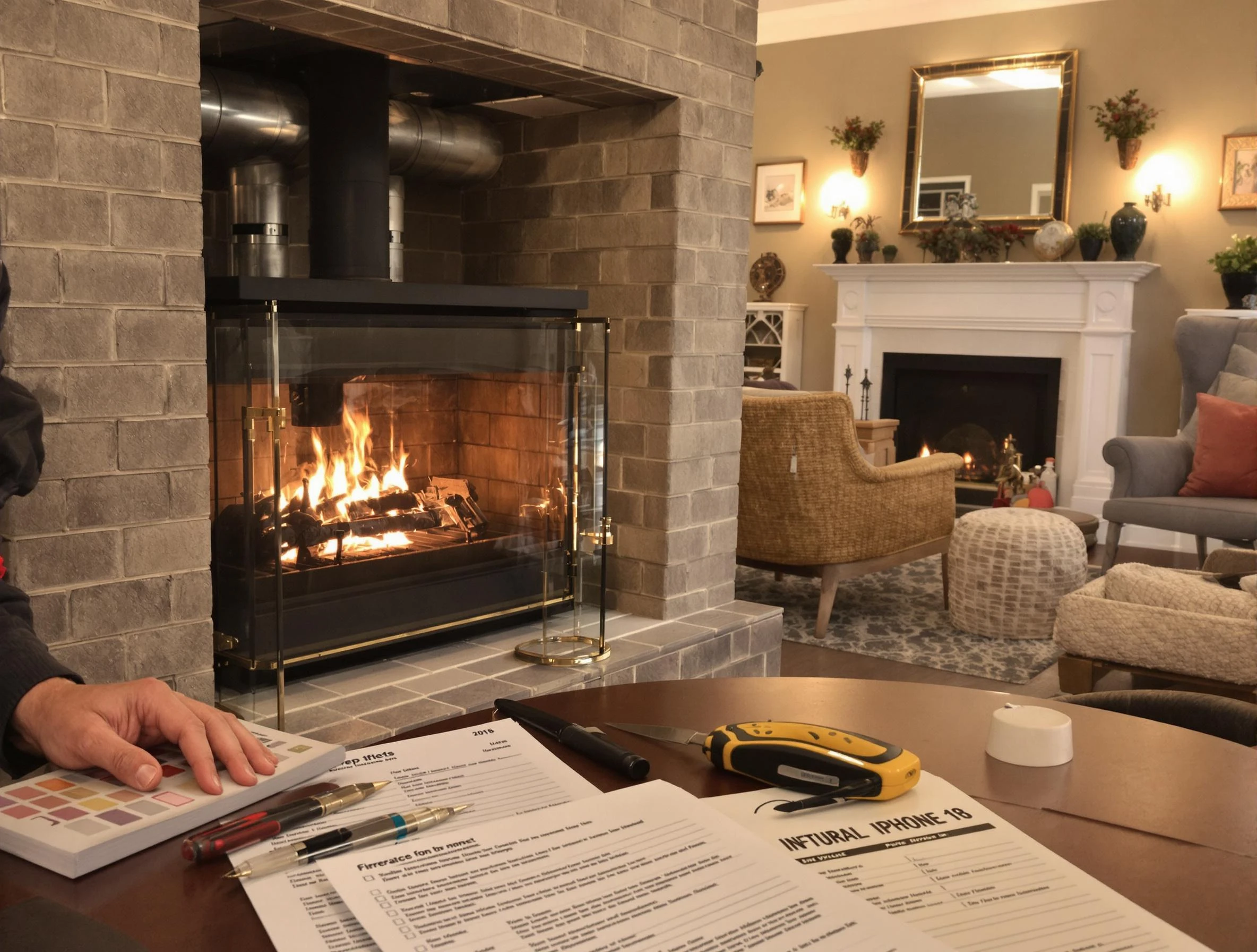 Pine Chimney Sweep verifying fireplace safety measures in Pine, PA